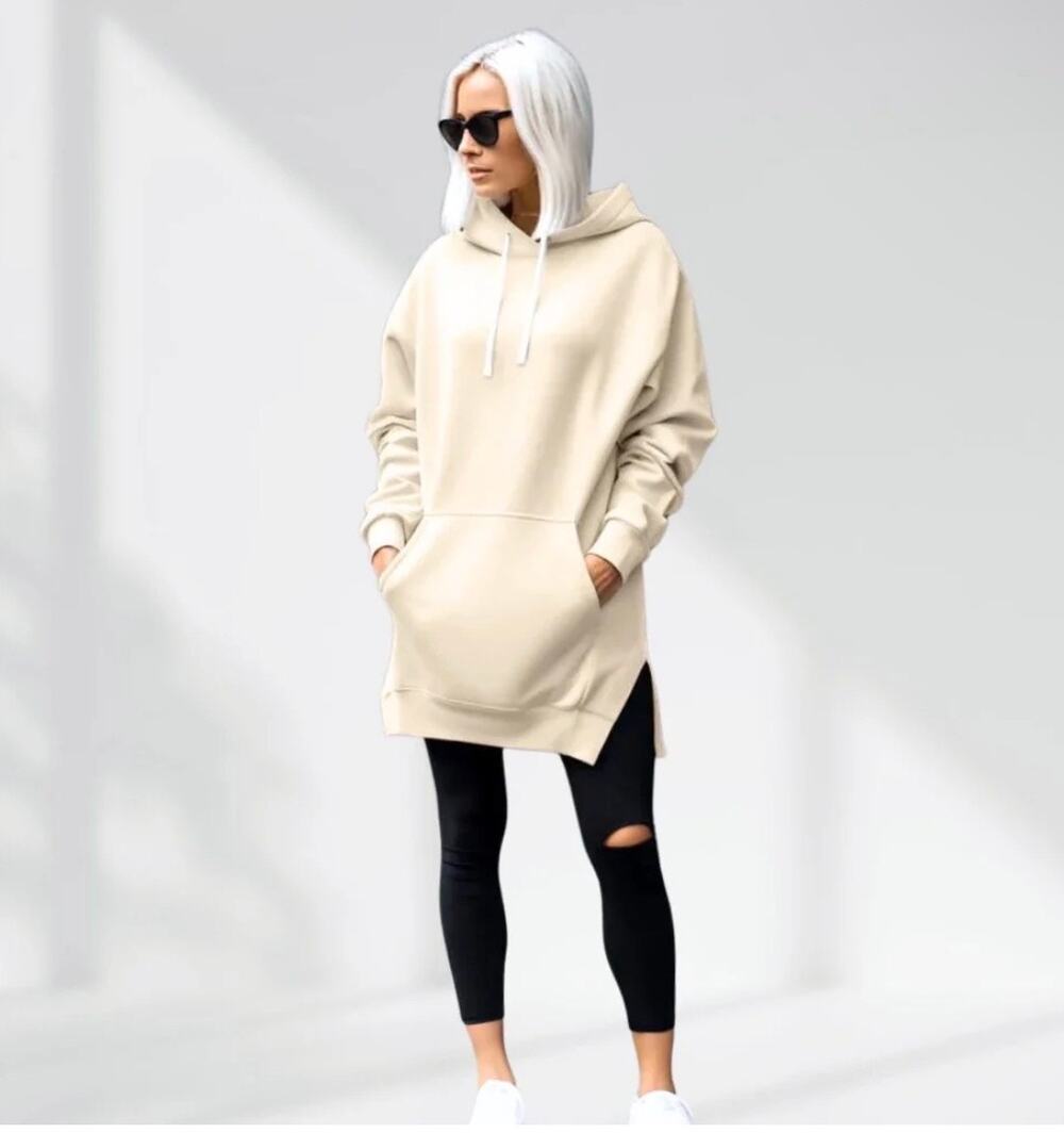 The Warmy Oversized Hoodie Dress Cream Size Medium Cozy Casual